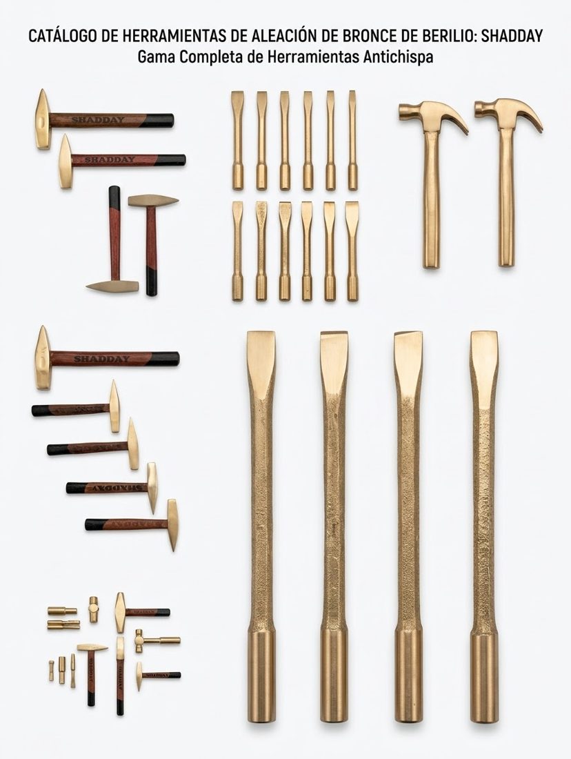 Catálogo de herramientas de bronce Shadday: martillos de peña, cinceles, martillos de uña y botadores
